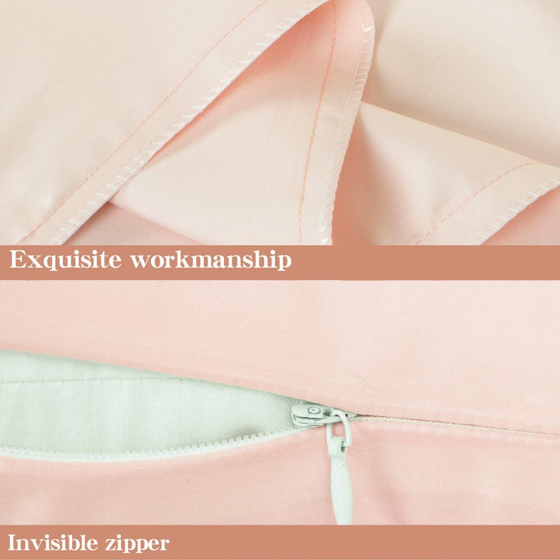 NTBAY Zippered Satin Pillow Cases for Hair and Skin  Luxury Standard Hidden Zipper Pillowcases Set of 2  20x26 Inches  Pink - Image 3