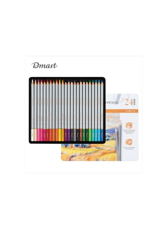 DMAST COLOR PENCIL 24CLR METAL CASE - C300-24 - Image 1