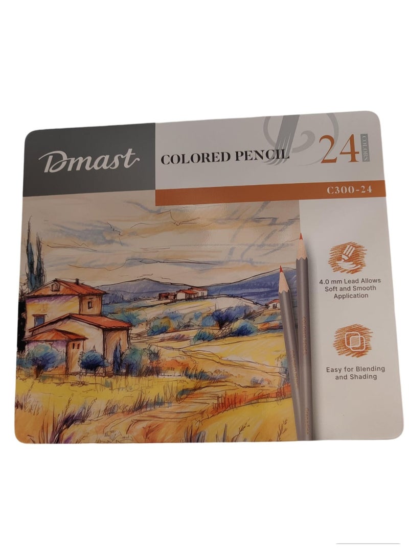 DMAST COLOR PENCIL 24CLR METAL CASE - C300-24 - Image 4