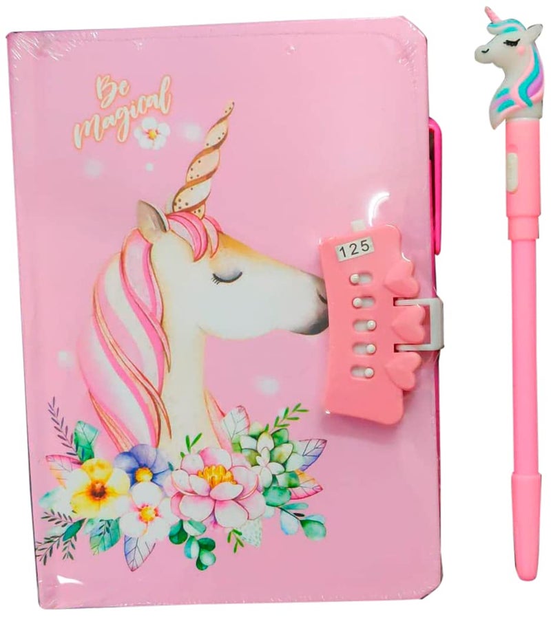 Tera13 Unicorn Diary For Girls (1 Diary 1 Pen) Note Book Diary For Girls Return Gifts Diary, Kids Diary With Pen, Unicorn Password Diary Birthday Return Gifts Diary For Girls & Boys, 80 Pages - Image 1