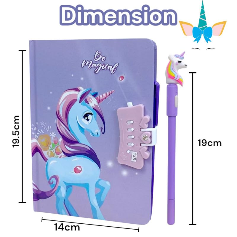 Tera13 Unicorn Diary For Girls (1 Diary 1 Pen) Note Book Diary For Girls Return Gifts Diary, Kids Diary With Pen, Unicorn Password Diary Birthday Return Gifts Diary For Girls & Boys, 80 Pages - Image 5