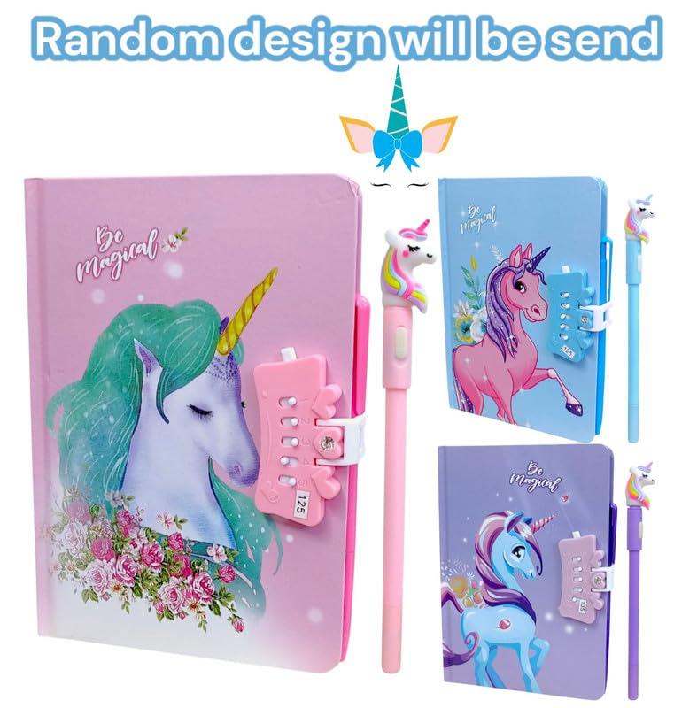 Tera13 Unicorn Diary For Girls (1 Diary 1 Pen) Note Book Diary For Girls Return Gifts Diary, Kids Diary With Pen, Unicorn Password Diary Birthday Return Gifts Diary For Girls & Boys, 80 Pages - Image 4