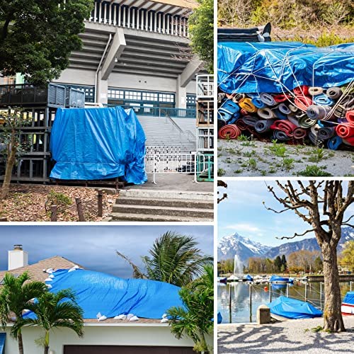 HAPPY CHEERS Tarps Heavy Duty Waterproof 8x10, Blue Tarp, Waterproof Plastic Poly 16 Mil Thick Tarpaulin with Metal Grommets Every 19.5 Inches - Emergency Rain Shelter, Outdoor Cover, and Camping Use - Image 5