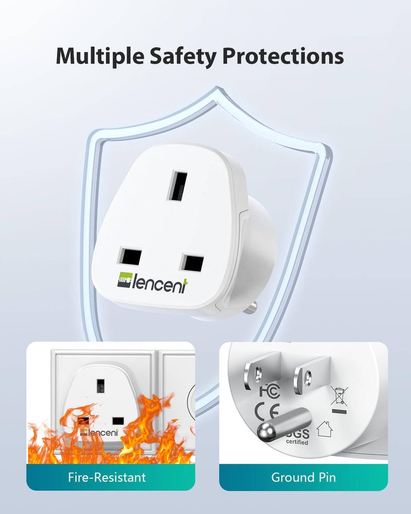 LENCENT UK to US America Plug Adapter, 2 Pack Grounded USA Visitors Travel Converter, Converts All Type G Plugs from United Kingdom UK Singapore Malaysia UAE Ireland Malta Hongkong and etc. (Type B) - Image 4