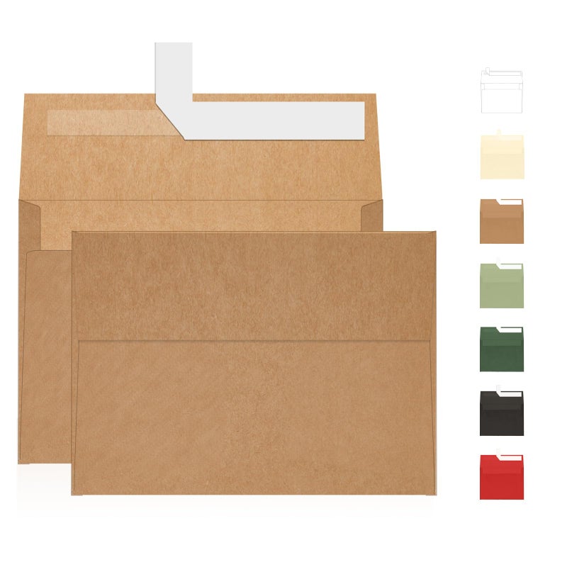 Goefun A7 Brown Kraft Envelopes Self Seal 100 Pack 120 GSMï¼ŒGoefun Printable 5x7 Envelopes for Invitation, Mailing, Weddings, Business, Birthday, Photos, Documents and DIY Cards - Image 1