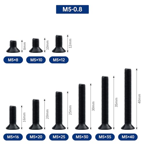 Fayeploo M5-0.8 x 25mm Phillips Flat Head Machine Screws 100 Pcs, Stainless Steel 304 (18-8), Black Coated Countersunk Head Screws, Fayeploo (with Phillips Bit) - Image 3