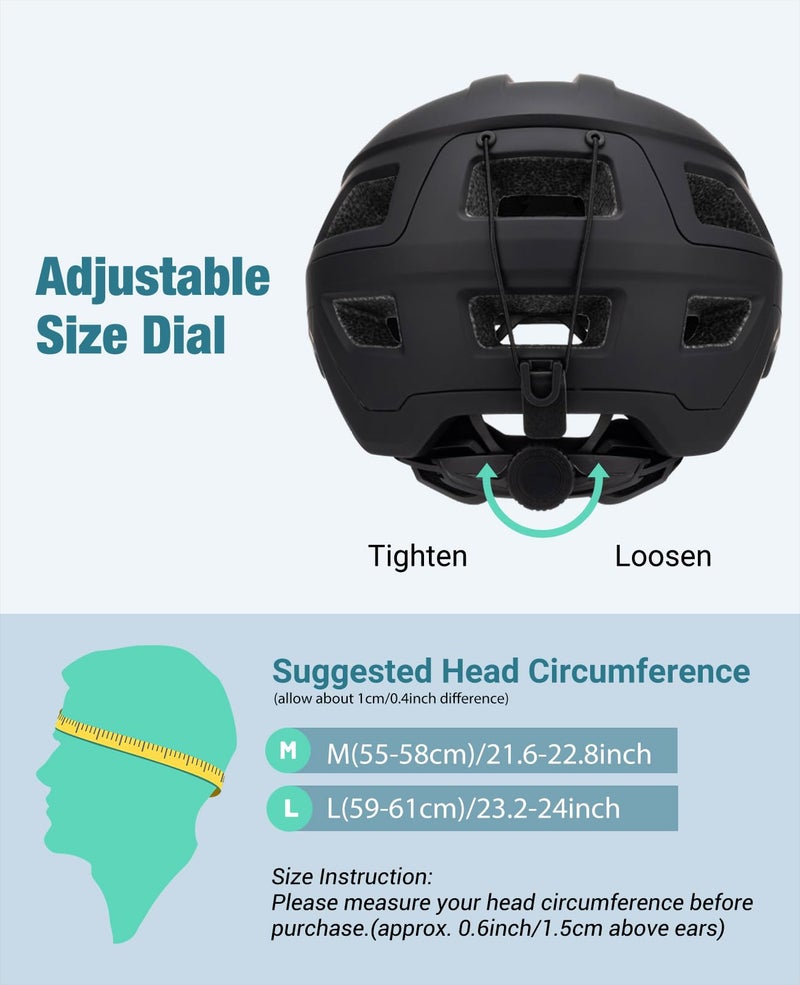 Favoto Adult Mountain Bike Helmet for Men & Women, Magnetic Buckle MTB Helmet with Removable Visor, Lightweight for Commuting & Off-Road Cycling, Balck - Image 5