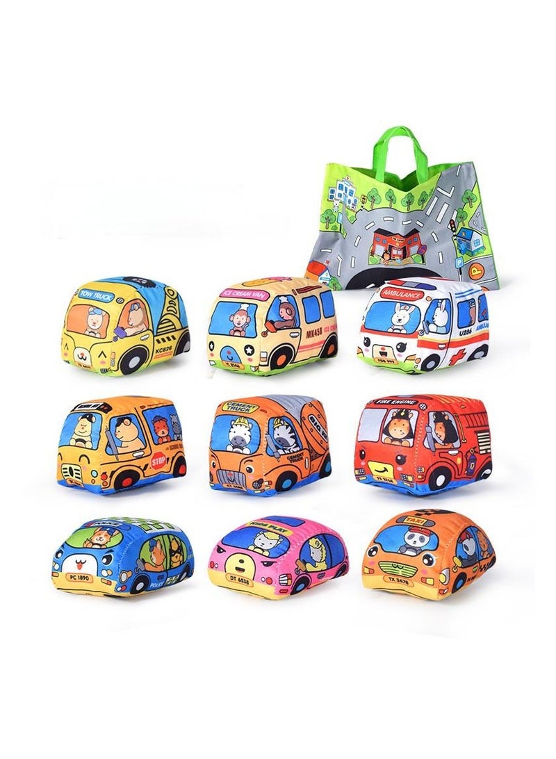 Baby Car Cloth toy, Tear - Resistant, 3D Bus - themed with Storage Bag, Early Learning Educational To - Image 1