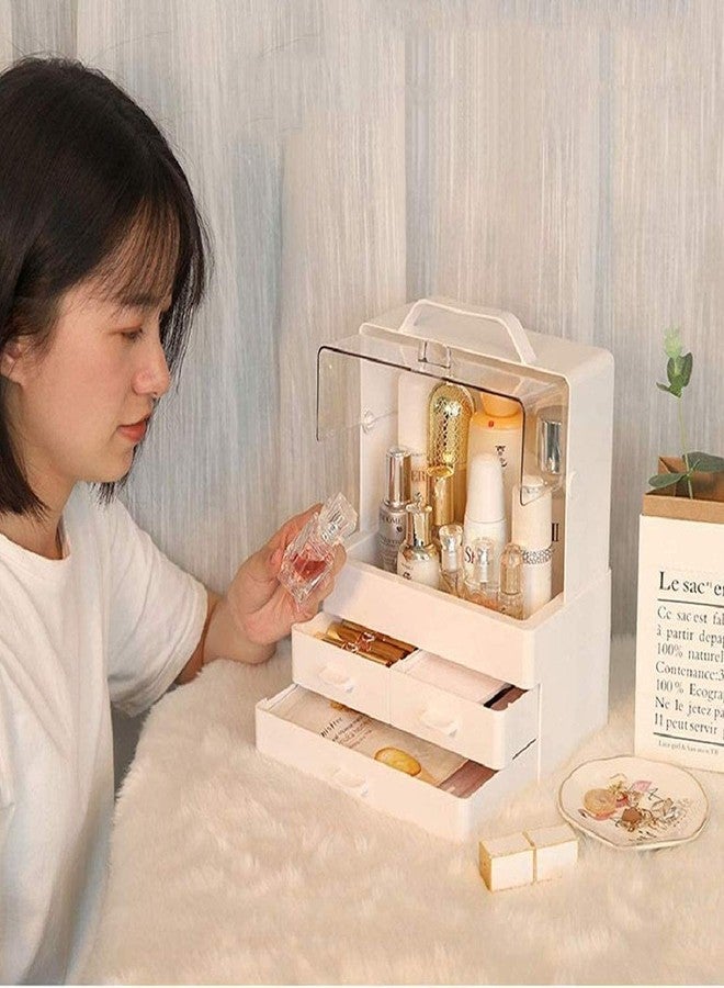practicalws Cosmetic Storage Box Large Multifunctional Drawer Type Makeup Organizer White Makeup Organizer, Drawer Cosmetics Storage Box Waterproof make-up organizer - Image 3