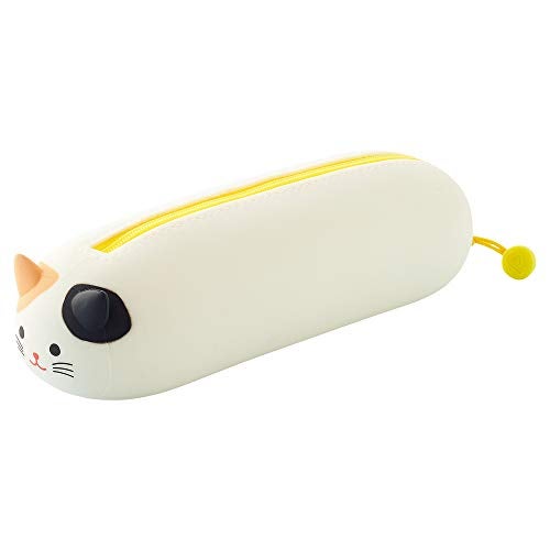 Lihit Lab PuniLabo Zipper Pen Case/Pouch, Horizontal, 2.5" x 7.9", Calico Cat (A7781-7) - Image 1