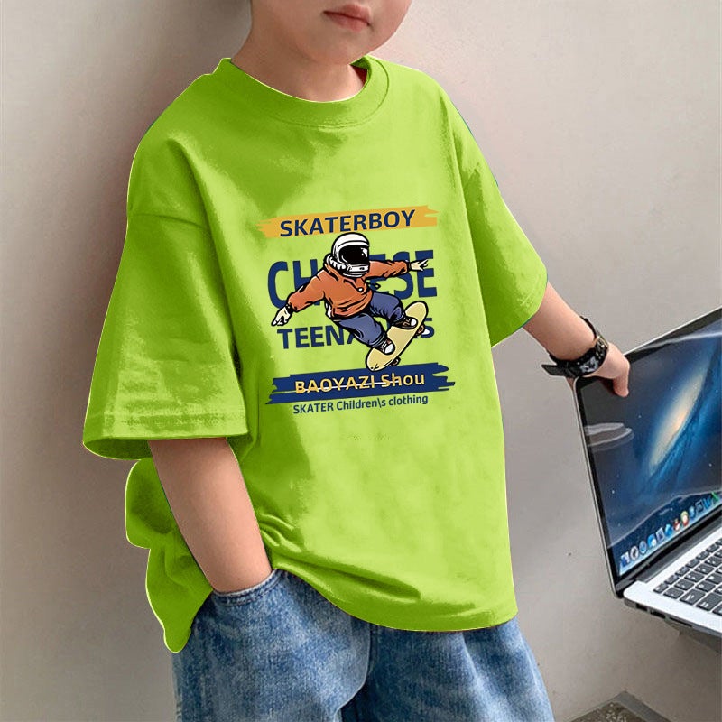 2445# Children'S Wear Boys T-Shirt Short Sleeve Cotton Children'S Summer Jacket Boys Middle And Big Children Cool Half Sleeve - Image 5