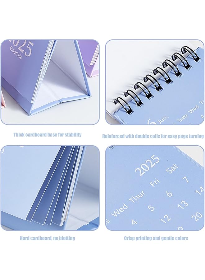 erorex Standing Flip Desktop Calendar Mini Desk Calendar 2024 2025 Small Desk Calendar Monthly Desktop Calendar Metal Ring Twin Wire Binding Desktop Calendar For Home School Office White  - Image 4