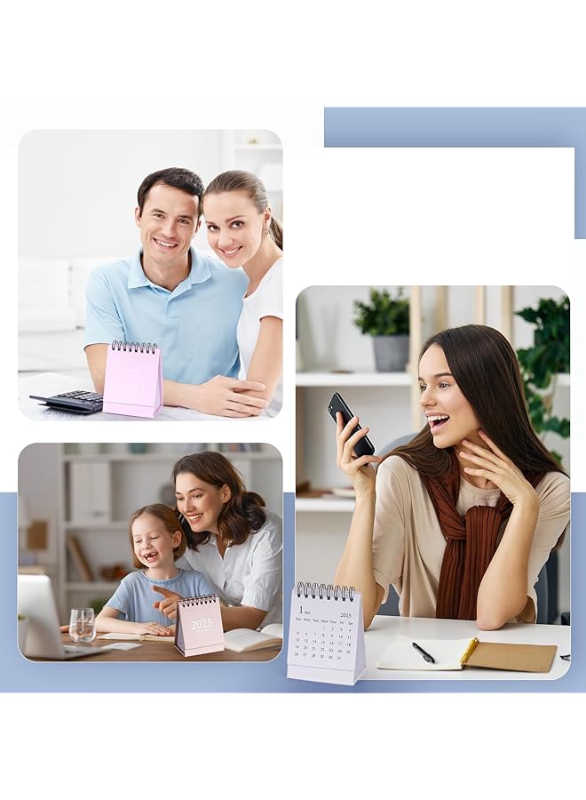 erorex Standing Flip Desktop Calendar Mini Desk Calendar 2024 2025 Small Desk Calendar Monthly Desktop Calendar Metal Ring Twin Wire Binding Desktop Calendar For Home School Office White  - Image 3