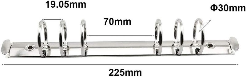 heyous 2pcs A5 Notebook 6-Hole Ring Binder Mechanisms 3cm Diameter Silver Color Metal Clip Ring Binder DIY Fill Paper Storage Folder Accessories - Image 3