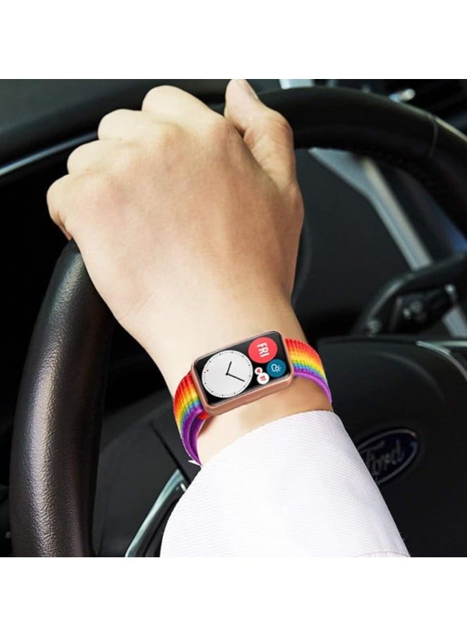 Watch Strap Compatible for Huawei Watch Fit Replacement Nylon Smart Watch Strap Quick Release Nylon Watch Band Wristband (Multi color) - Image 2