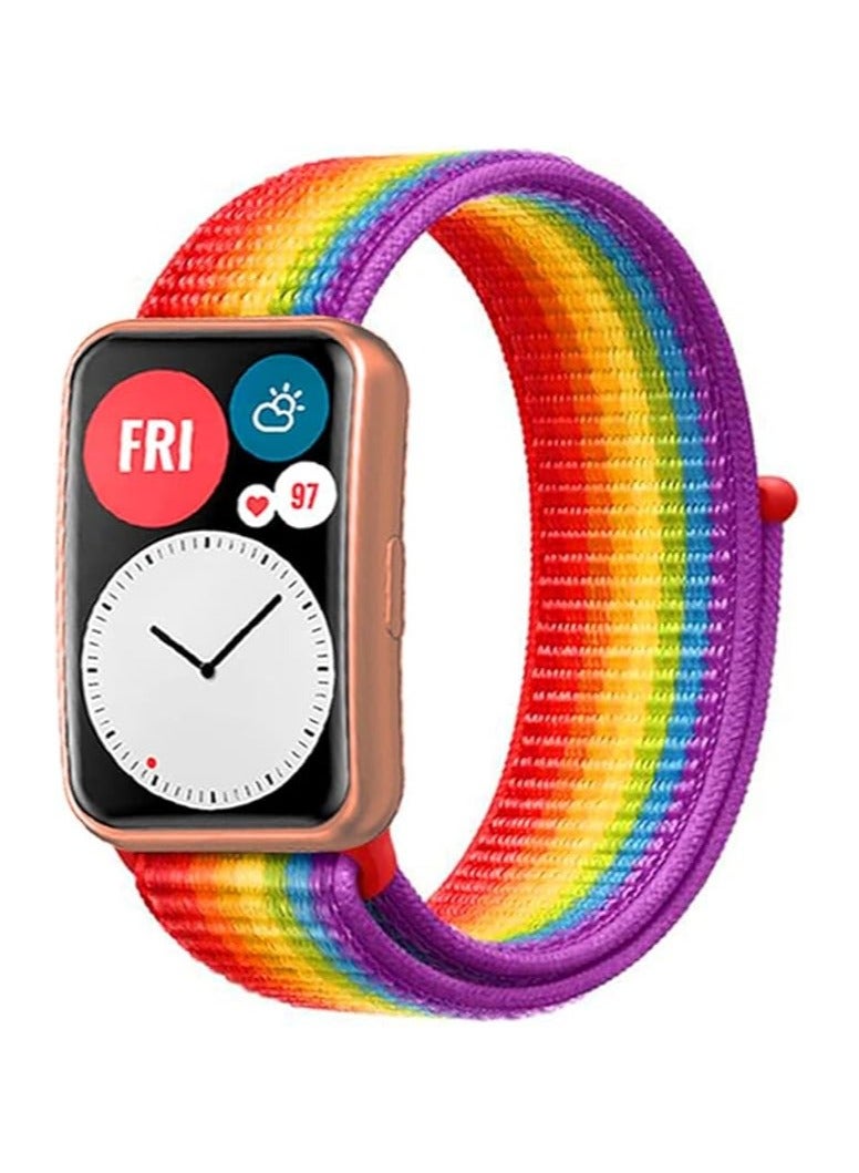 Watch Strap Compatible for Huawei Watch Fit Replacement Nylon Smart Watch Strap Quick Release Nylon Watch Band Wristband (Multi color) - Image 1