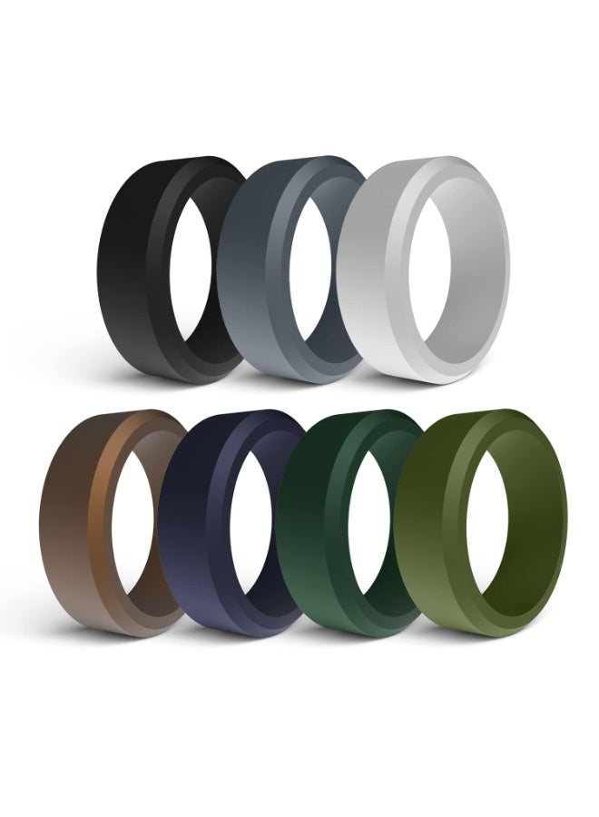 Silicone Wedding Rings for Men - Rubber Engagement Bands Sports Silicone Ring Finger Ring Athletic Rings 8mm - Image 1