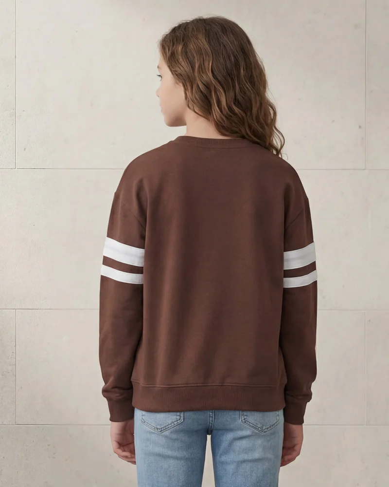REDTAG Senior Girls Brown Drop Shoulder Sweatshirt