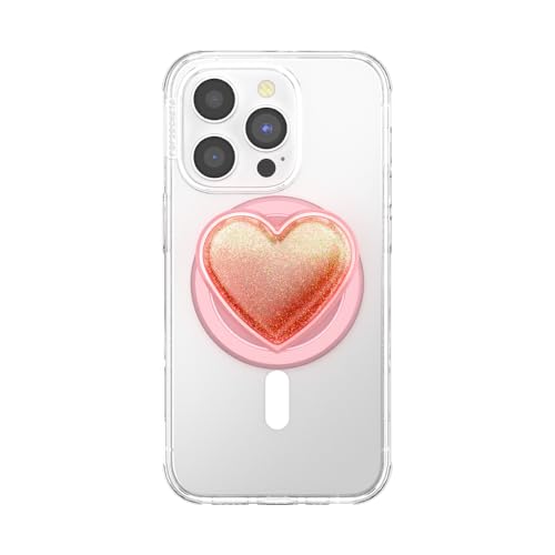 POPSOCKETS قبضة هاتف PopSockets لمغناطيس MagSafe مع حامل، حامل مغناطيسي، قمة قابلة للتبديل، تثبيت آمن لحالات iPhone MagSafe، قبضة الهاتف والتابلت، PopSockets لطيفة - قلب مائي وردي قابل للضغط - Image 3