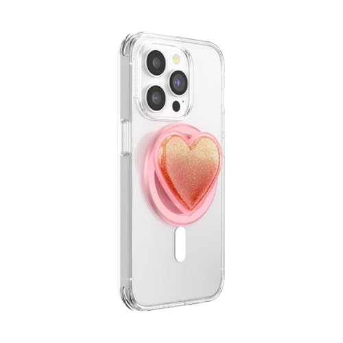 POPSOCKETS قبضة هاتف PopSockets لمغناطيس MagSafe مع حامل، حامل مغناطيسي، قمة قابلة للتبديل، تثبيت آمن لحالات iPhone MagSafe، قبضة الهاتف والتابلت، PopSockets لطيفة - قلب مائي وردي قابل للضغط - Image 2
