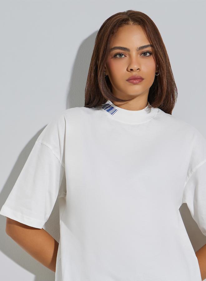 ستايلي تيشيرت فضفاض بحواف غير متماثلة الطول - Image 1