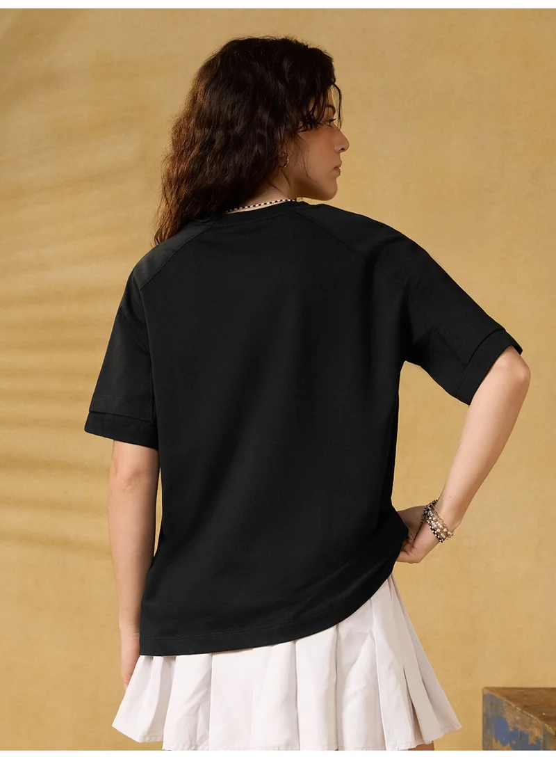 The Souled Store  The Souled Store Women Batman Black Embroidered Oversized T-Shirts for Women | Best Price UAE