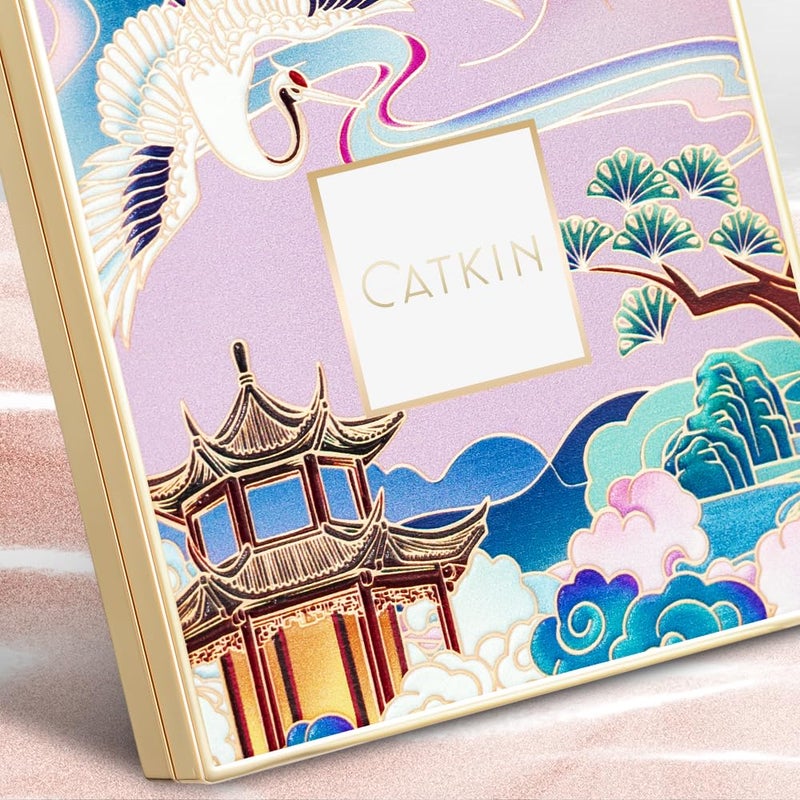 CATKIN أحمر خدود بلون وردي مرجاني بودرة مكياج للخدود قوام كريمي يدوم طويلاً مع لمعة متلألئة هايلايتر 2 في 1 C05 كريستال فروسٹ - Image 5