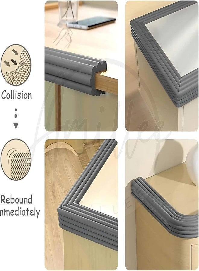 Amillee Baby Proofing Flat Edge Protector - 2 Meter Safety Strip, Furniture Adjustable Dense Edge Guard for Kids Safety, High Shock Absorbent Edges Protector, Baby Safety Products (Grey) - Image 3