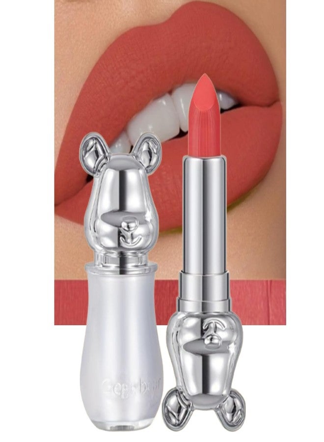 GEGE BEAR Cute Velvet Matte Lipsticks for Women, Matte Waterproof Smudgeproof Long Lasting Nude Brown Pink Red Maroon Crayon Velvet Smooth Bullet Lipstick (#02-ROSE PETAL, PACK OF 1) - Image 1