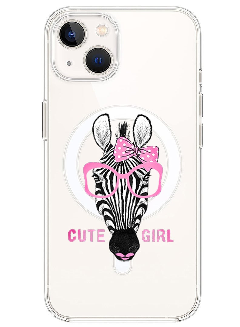 Theodor Magnetic Case for iPhone 14 6.1-inch Compatible with MagSafe Wireless Charging, Shockproof Phone Bumper Cover Cute girl zebra copy - Image 1