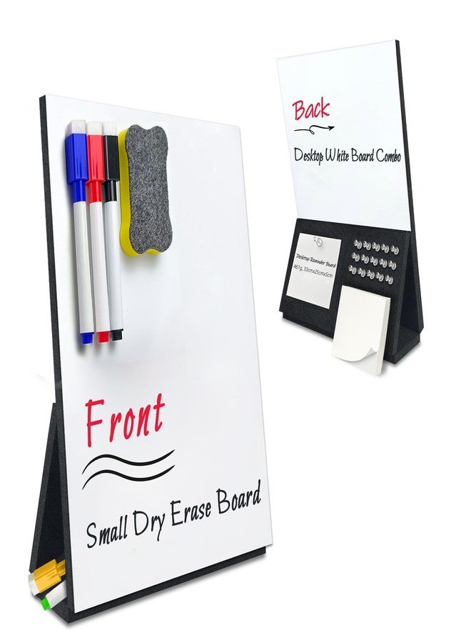 BXI Felt Small Desktop Whiteboard Combo- 8 x 9.5 Inches Double-Sided Magnetic Dry Erase Board, Portable Reusable Desk Notepad with Stand, Versatile Writing Sticky Note Board for Office Home School - Image 1
