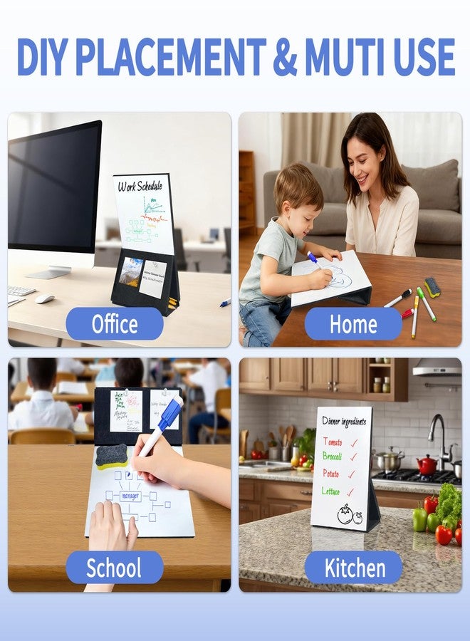 BXI Felt Small Desktop Whiteboard Combo- 8 x 9.5 Inches Double-Sided Magnetic Dry Erase Board, Portable Reusable Desk Notepad with Stand, Versatile Writing Sticky Note Board for Office Home School - Image 5