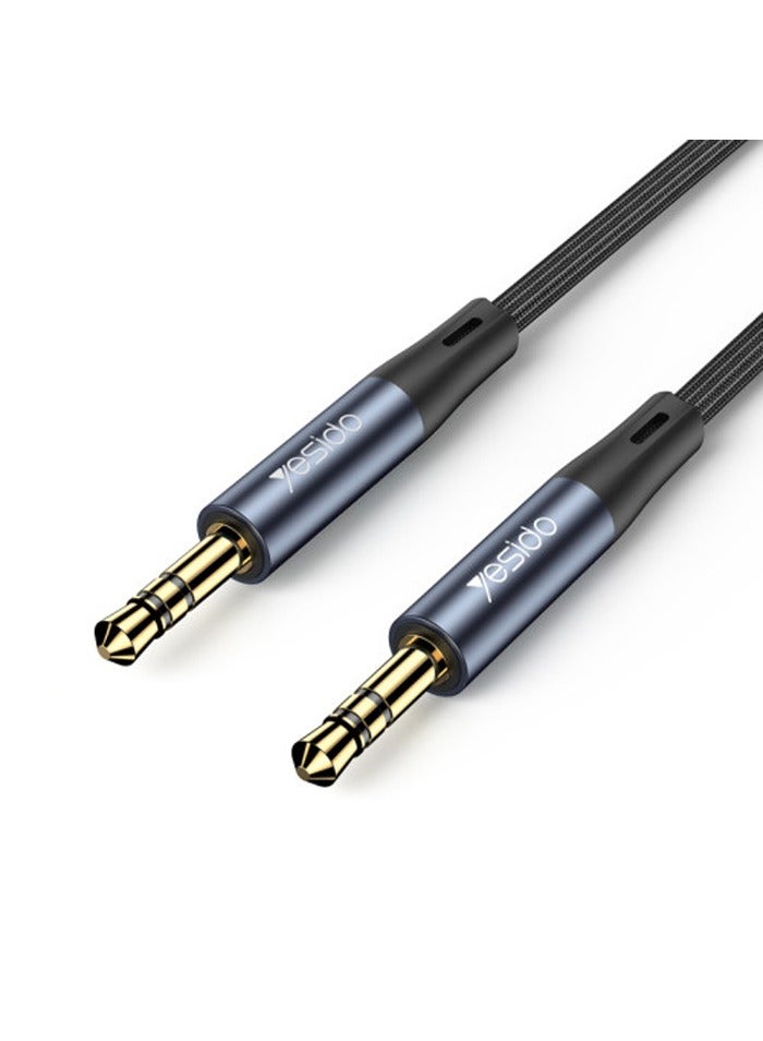 Yesido YAU39 1Meter Nylon Braided 3.5MM To 3.5MM Jack Plug Speakers Connection Aux Auxiliar Audio Cable Black  - Image 1