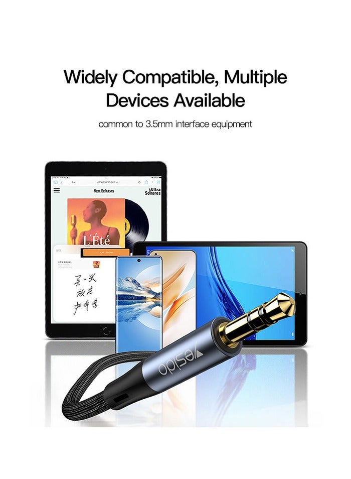 Yesido YAU39 1Meter Nylon Braided 3.5MM To 3.5MM Jack Plug Speakers Connection Aux Auxiliar Audio Cable Black  - Image 3