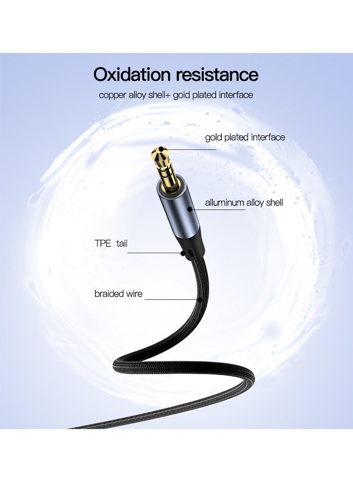 Yesido YAU39 1Meter Nylon Braided 3.5MM To 3.5MM Jack Plug Speakers Connection Aux Auxiliar Audio Cable Black  - Image 4