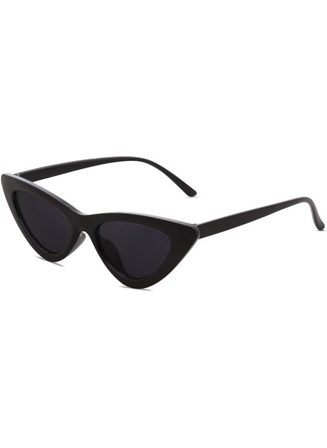 Sojos Retro Vintage Narrow Cat Eye Sunglasses For Women Clout Goggles Plastic Frame Sj2044 With Black Frame Grey Lens  - Image 1