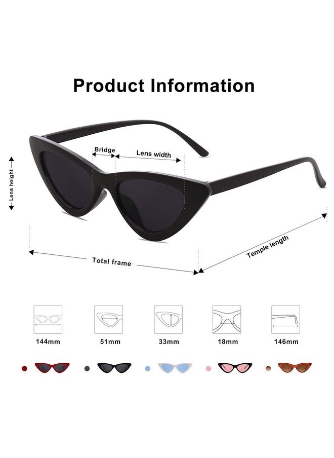 Sojos Retro Vintage Narrow Cat Eye Sunglasses For Women Clout Goggles Plastic Frame Sj2044 With Black Frame Grey Lens  - Image 2
