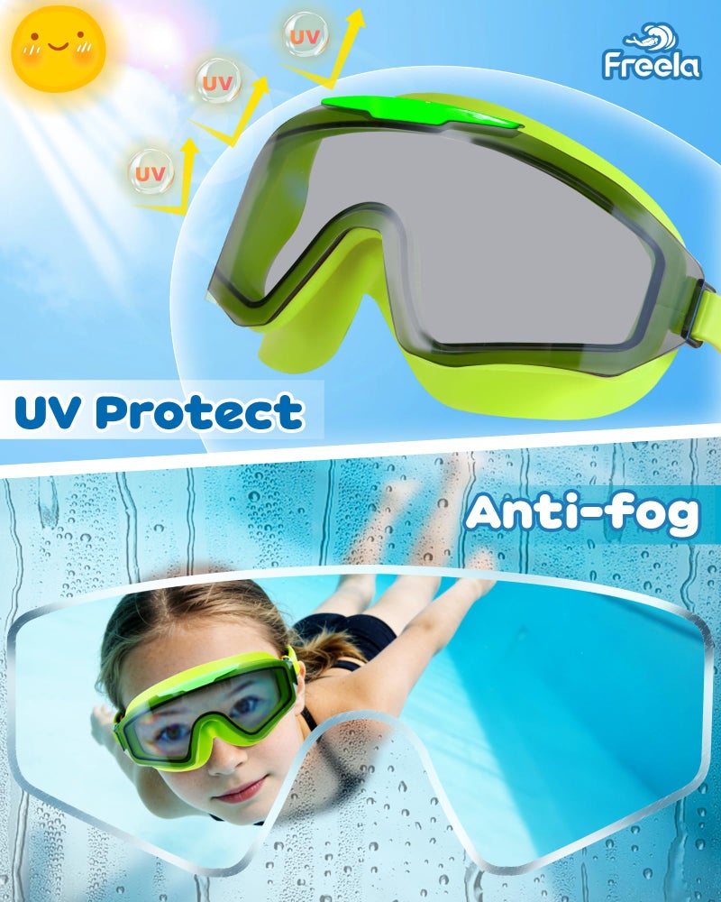 Freela 2 Pack Kids Swim Goggles for 6-14 8-12 8-14 4-7, Water Pool Swimming Goggles Anti-Fog 180° Wide View UV Protection, Soft Silicone Layer Waterproof No Leak Glasses for Teens Youth Boys Girls - Image 5