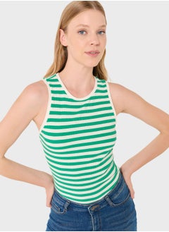 V-Neck Striped Tank Top