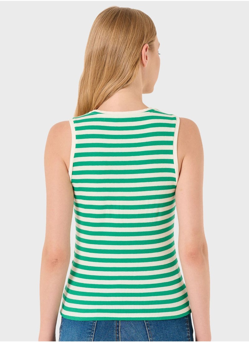 Jimmy Key - V-Neck Striped Tank Top - Image 1