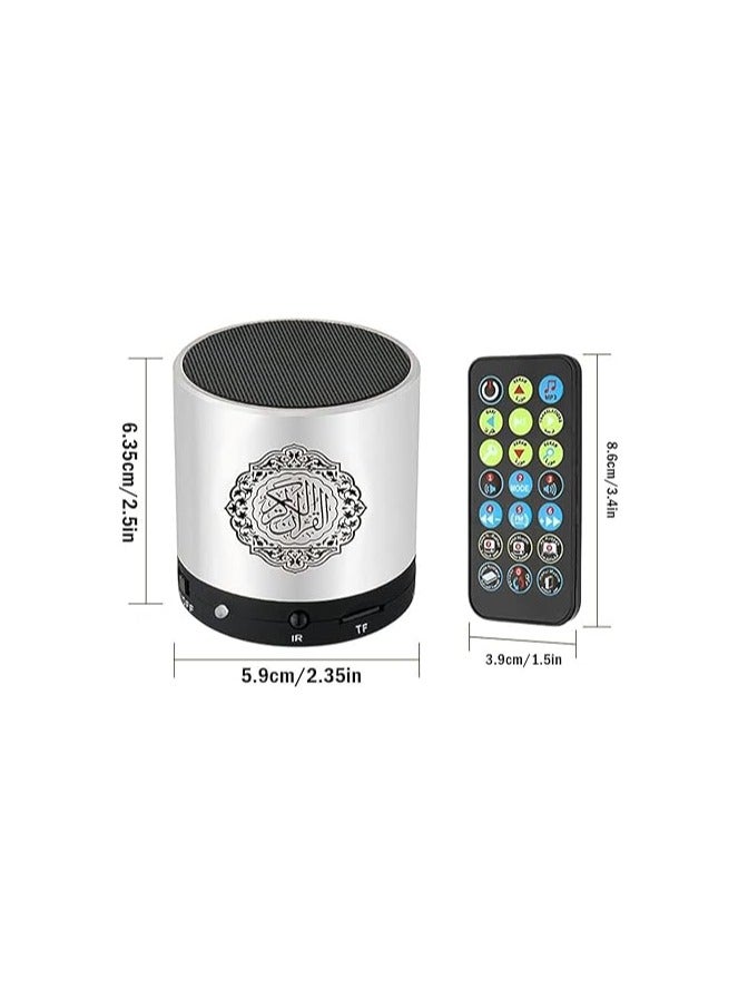 Hitopin Digital Quran Speaker with FM Radio, Silver Color with Remote Control, Includes 18+ Reciters and 15 Translations, High Quality Quran Player in Arabic, English, French, Urdu and More, MP3 - Image 1