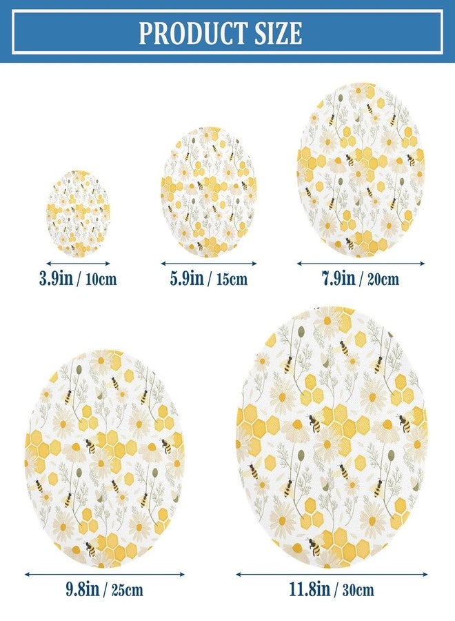 ZZKKO 5 Pieces Cloth Bowl Covers Reusable in 5 Size Bees Flower Stretch Fabric Bowl Covers Elastic Food Storage Covers Bread Bowl Covers Reusable Lids for Fruits Leftover - Image 5