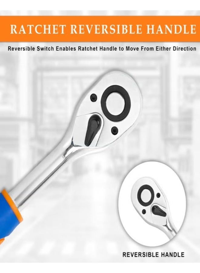 Orderly 12-in-1 Combination Ratchet Wrench & Tool Set | Reversible Ratchet Handle with 6 Bits, 4 Sockets & Universal Joint | Professional Chrome Vanadium Steel Repair Kit for Home & DIY - Image 3