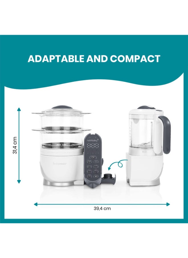 babymoov - Nutribaby (+) Food Processor And Blender Mixer - Industrial Grey, Steam Cook, Blend, Defrost, Reheat, Quick Homemade Baby Food - Xxl Capacity, 2.2L - Image 1