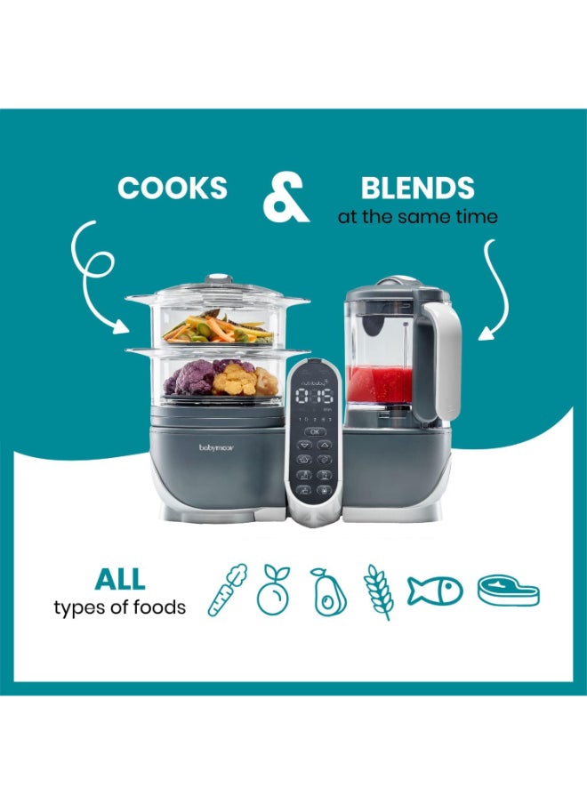 babymoov - Nutribaby (+) Food Processor And Blender Mixer - Industrial Grey, Steam Cook, Blend, Defrost, Reheat, Quick Homemade Baby Food - Xxl Capacity, 2.2L - Image 1