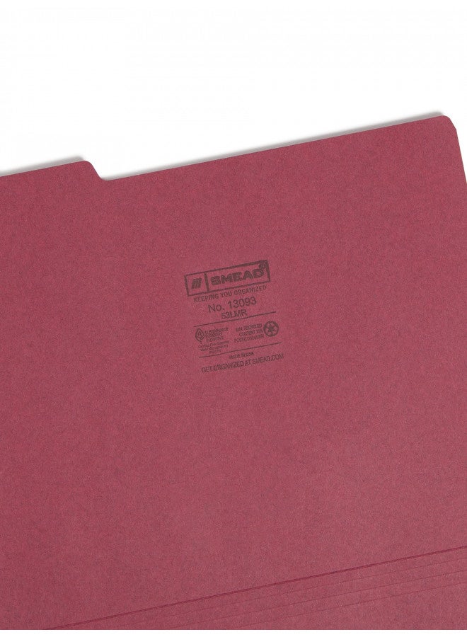 Smead Colored File Folder, 1/3-Cut Tab, Letter Size, Maroon, 100 per Box (13093)