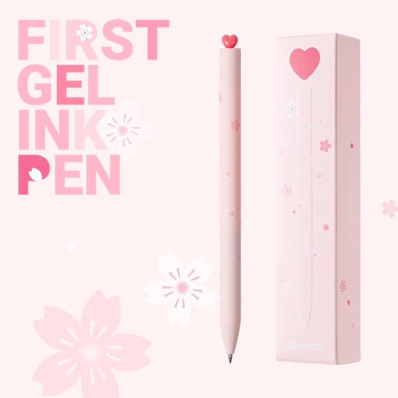 Kaco FIRST Gel Pens Cute Stationery, Pack of 2 Pieces Heart Pen Set with Extra 4 Black Refills (2 Pink) - Image 2
