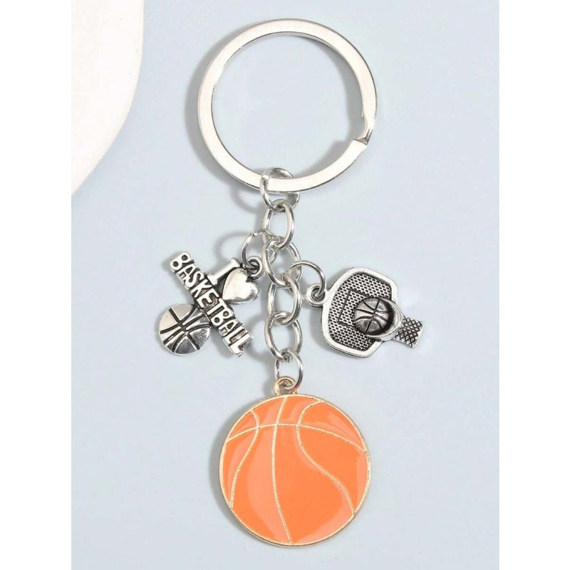 Street 1pc Creative Basketball Shaped Keychain With Alloy Material, Drip Oil Effect, Basketball Frame and Trophy Design, Ideal Gift For Friends, Boyfriend'S Birthday, And Basketball Club Event, Gym Activity Valentine's Day Valentines Car Accessories Bag Charm School Cute Goth Y2k Gifts For Mother, Father, Graduation, And  Teacher - Image 2