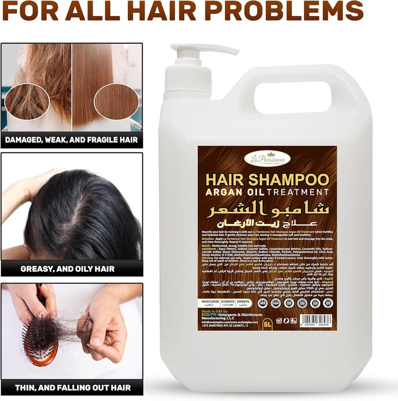 ECOLYTE+ La Parisienne Premium Luxury Shampoo with Argan Oil Treatment - 5 Liter for Hairfall, Dandruff, and Frizzy Hair - Image 5