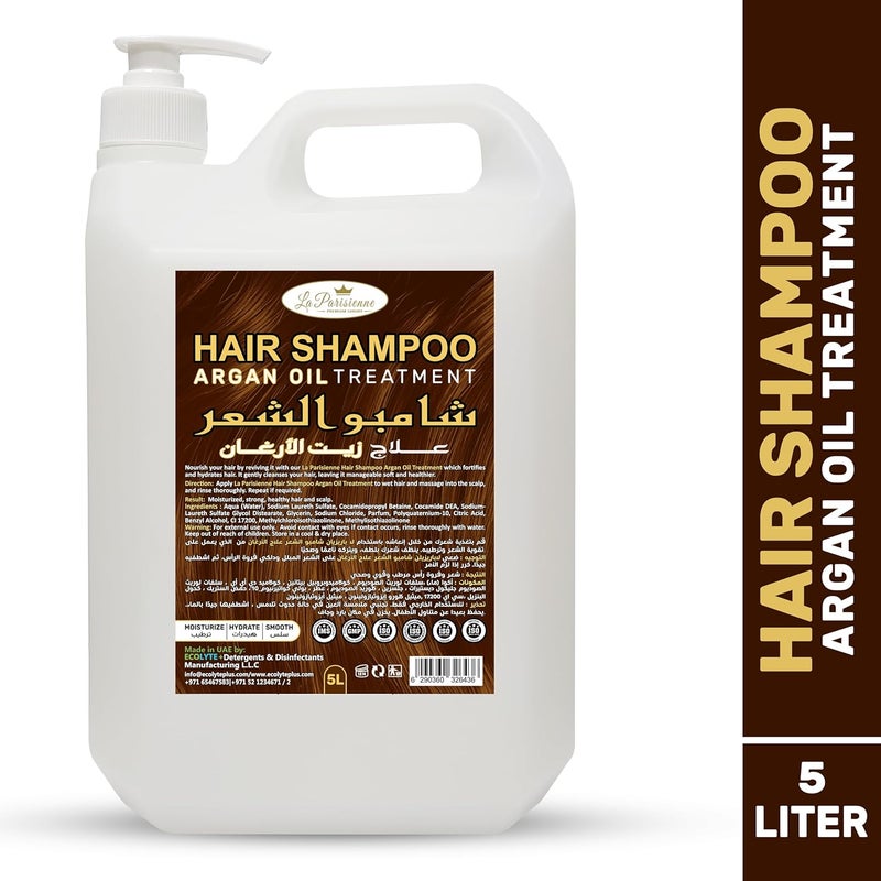 ECOLYTE+ La Parisienne Premium Luxury Shampoo with Argan Oil Treatment - 5 Liter for Hairfall, Dandruff, and Frizzy Hair - Image 2